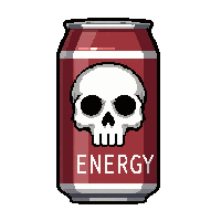 energy drink can  labeled with skull