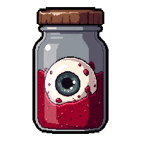eyeball in jar  blood stained