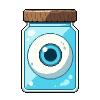 eyeball in jar  crystal clear pure