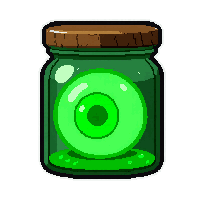 eyeball in jar  glowing sickly green