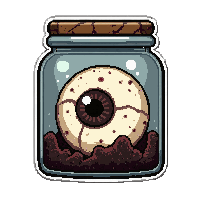 eyeball in jar  moldy decayed