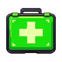 first aid kit  glowing sickly green