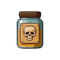 healing salve jar  labeled with skull