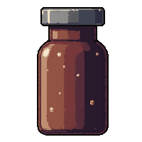mysterious pill bottle  murky brown bubbling