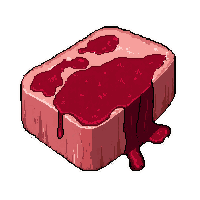 raw meat chunk  blood stained