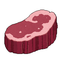 raw meat chunk  cracked container