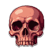 raw meat chunk  labeled with skull