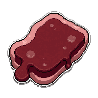 raw meat chunk  murky brown bubbling