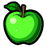 rotten apple fruit  glowing sickly green