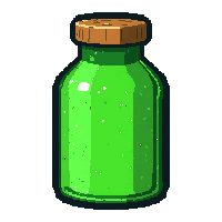 smelling salts bottle  glowing sickly green