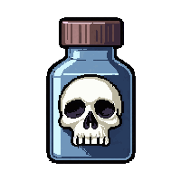 smelling salts bottle  labeled with skull