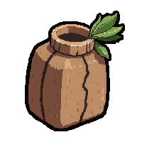 strange herb bundle  cracked container