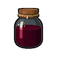strange herb bundle  dark red liquid