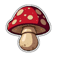 strange mushroom  labeled with skull