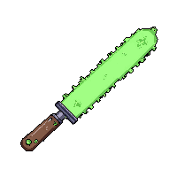 bone saw jagged  glowing eerie green