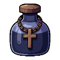 holy water vial  chained and locked