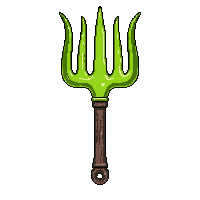 pitchfork iron  glowing eerie green