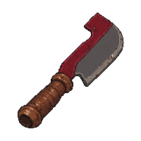 rusty meat cleaver  stitched together
