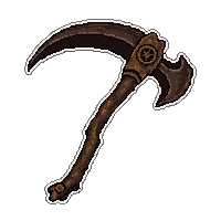 scythe grim reaper  carved with symbols