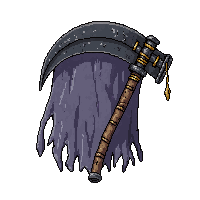 scythe grim reaper  covered in cobwebs