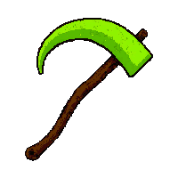 scythe grim reaper  glowing eerie green