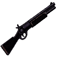 shotgun sawed off  carved with symbols