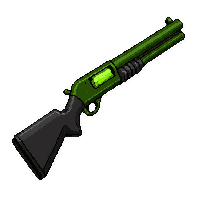 shotgun sawed off  glowing eerie green