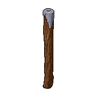 silver stake wooden  stitched together