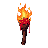 torch burning rag  blood splattered
