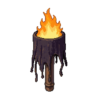 torch burning rag  covered in cobwebs