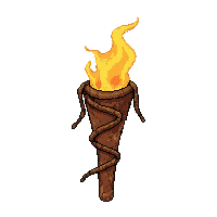 torch burning rag  vine entangled