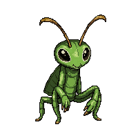 green praying mantis  cute chibi style