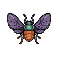 iridescent scarab  flying wings spread