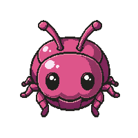 pink rose beetle  cute chibi style
