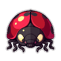 red ladybug  glowing magical