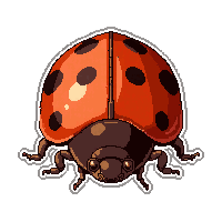 red ladybug  in amber resin