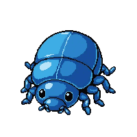 sapphire blue beetle  cute chibi style