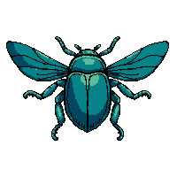 sapphire blue beetle  flying wings spread