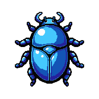 sapphire blue beetle  glowing magical
