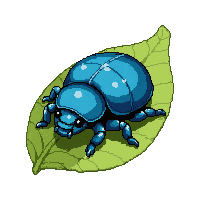 sapphire blue beetle  resting on leaf