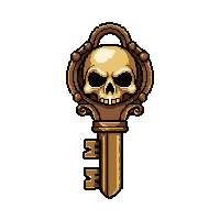 tiny clockwork key  with skull bow