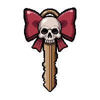 twisted spiral key  with skull bow