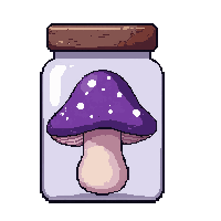 purple magic shroom  in glass jar