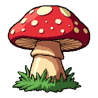 red spotted toadstool  growing on log