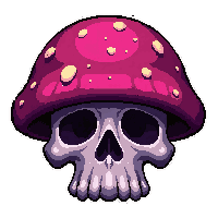 skull death cap  magical aura glow
