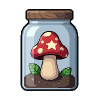 star shaped mushroom  in glass jar