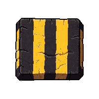 stone wall block  danger striped yellow and black