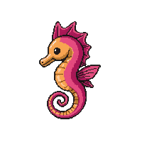 seahorse tiny  tropical bright neon