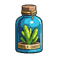 message bottle corked  coral growing on