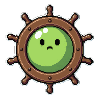ship wheel helm  cursed ghostly green